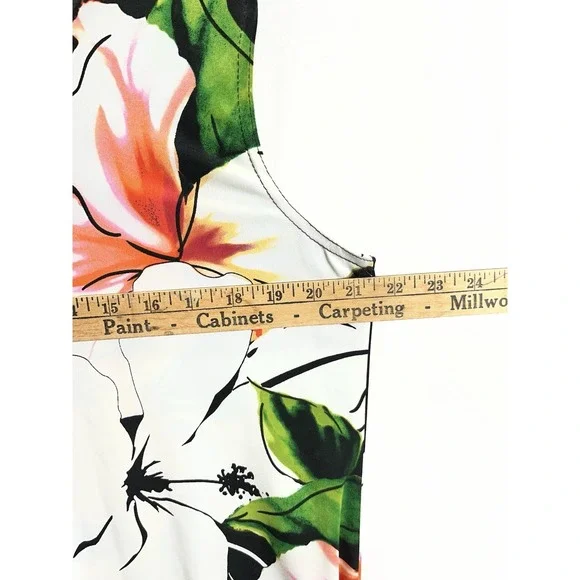 Joseph Ribkoff Womens 14 Large Sleeveless Floral Tank Top Tropical Hibiscus Luxu - Picture 6 of 7